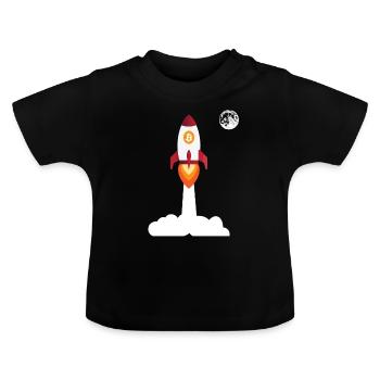 Bitcoin Rakete Mond - Kryptowährung Bitcoins - Baby Bio-T-Shirt mit Rundhals - Schwarz - Vorne