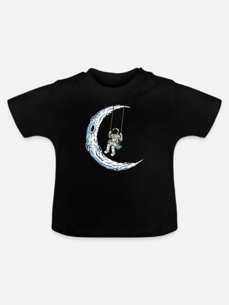 Mond Schaukel - Baby Bio-T-Shirt mit Rundhals - Schwarz