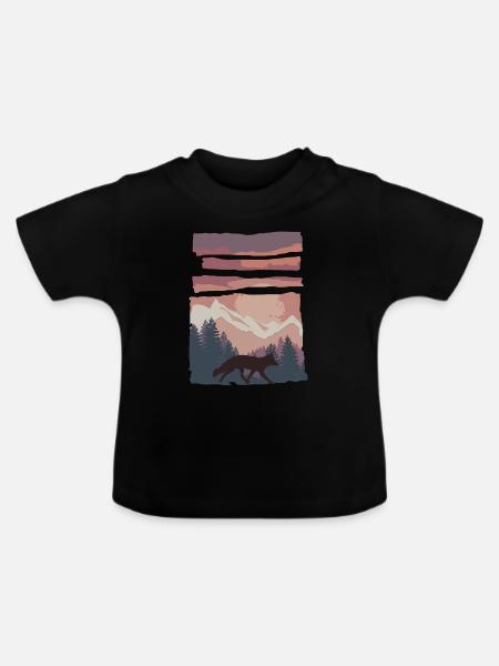 Fuchs Waldtier Geschenk - Baby Bio-T-Shirt mit Rundhals - Schwarz