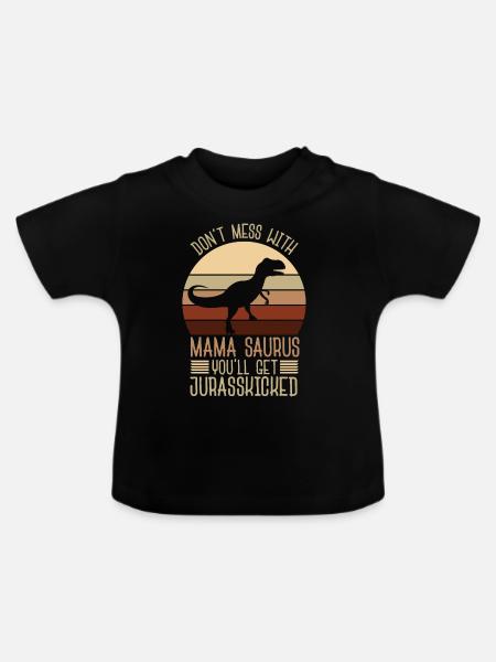 Mama Saurus - Baby Bio-T-Shirt mit Rundhals - Schwarz