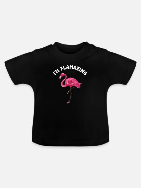 Flamazing Flamingo Geschenk - Baby Bio-T-Shirt mit Rundhals - Schwarz
