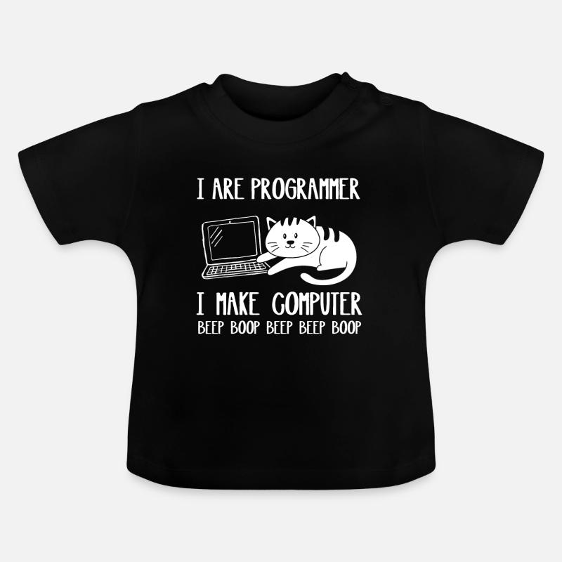 I Are Programmer Cat I Make Computer Beep Boop - Baby Organic T-Shirt with Round Neck - black
