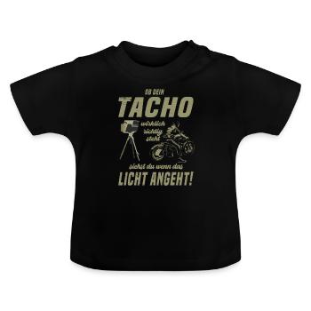 Tacho Biker Motorrad Zweirad Spruch Design - Baby Bio-T-Shirt mit Rundhals - Schwarz - Vorne