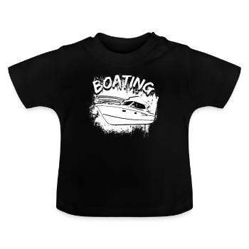 Boat Regatta . Motorboat motor yacht . Yacht Sailing - Baby Organic T-Shirt with Round Neck - black - Front