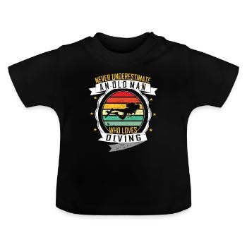 Diving old man funny saying - Baby Organic T-Shirt with Round Neck - black - Front