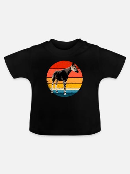 Okapi Geschenk - Baby Bio-T-Shirt mit Rundhals - Schwarz