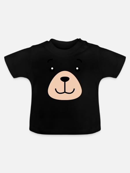 Bear Face - Baby Bio-T-Shirt mit Rundhals - Schwarz