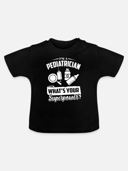 Kinderarzt Kinderarzt Superpower - Baby Bio-T-Shirt mit Rundhals - Schwarz