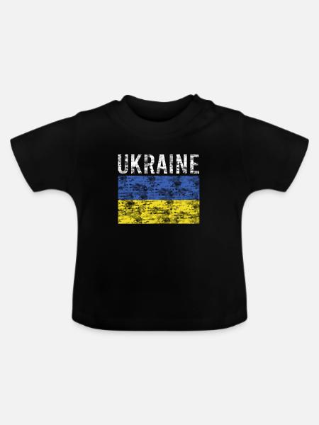 Ukraine Flagge - Baby Bio-T-Shirt mit Rundhals - Schwarz
