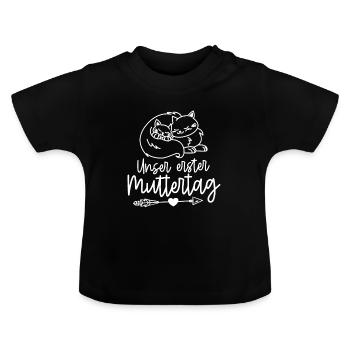 Muttertag - Erster Muttertag - Baby Bio-T-Shirt mit Rundhals - Schwarz - Vorne
