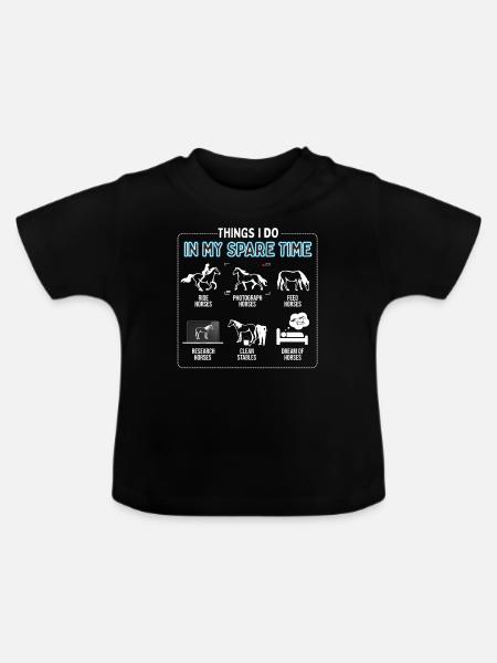 Things I Do In My Spare Time - Horse Horseback Rid - Baby Organic T-Shirt with Round Neck - black