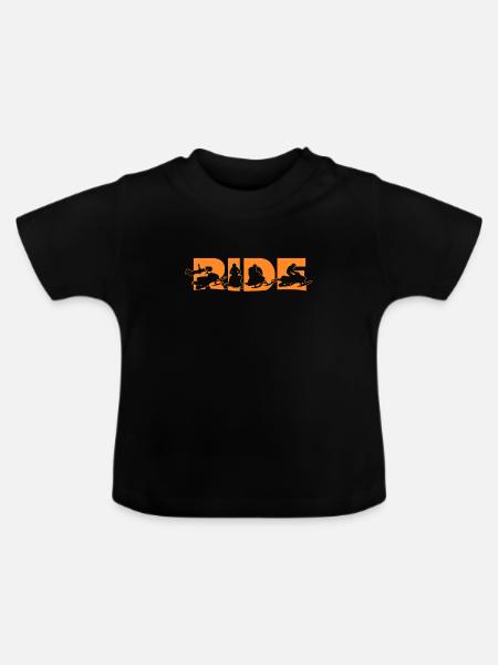 I Ride My Snowmobile. - Baby Bio-T-Shirt mit Rundhals - Schwarz
