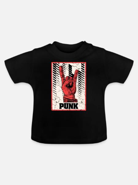 Teufelshorn Punks Punk - Baby Bio-T-Shirt mit Rundhals - Schwarz