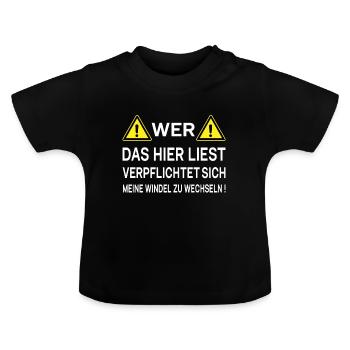 Windeln wechseln Baby Spruch - Baby Bio-T-Shirt mit Rundhals - Schwarz - Vorne