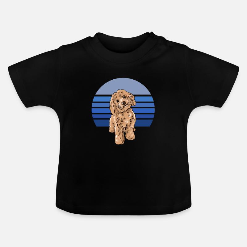 Cockapoo Bleu Rétro - T-shirt bio col rond Bébé - noir