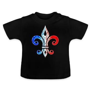 Fleur de lys, France, Lys, Drapeau, Drapeau - T-shirt bio col rond Bébé - noir - Devant