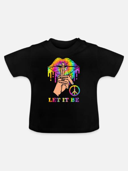 Hippie 70s Peace - Baby Bio-T-Shirt mit Rundhals - Schwarz