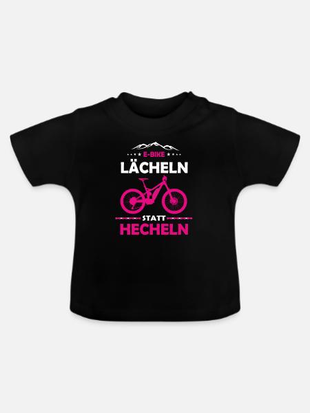 E-MTB Lächeln Statt Hecheln E-Bike - Baby Bio-T-Shirt mit Rundhals - Schwarz