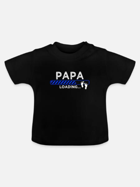 Papa loading - Baby Bio-T-Shirt mit Rundhals - Schwarz