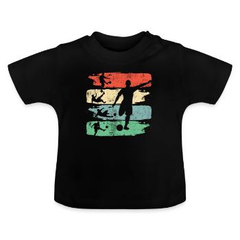 Fußball Fußballer Fussball Retro - Baby Bio-T-Shirt mit Rundhals - Schwarz - Vorne