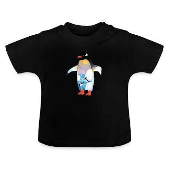 Pinguin Penguin Gift - Baby Organic T-Shirt with Round Neck - black - Front
