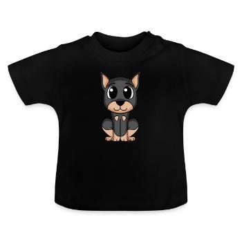 Doberman Pinscher - Baby Bio-T-Shirt mit Rundhals - Schwarz - Vorne