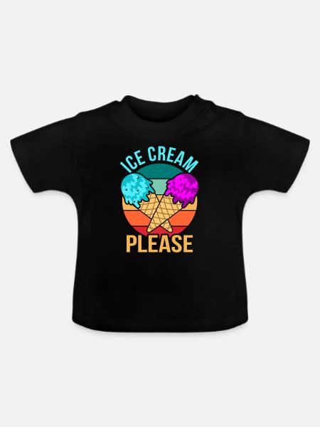 Eiscreme - Baby Bio-T-Shirt mit Rundhals - Schwarz