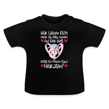 Hochzeitsantrag Heiratsantrag Willst Du Mein Papa - Baby Bio-T-Shirt mit Rundhals - Schwarz - Vorne