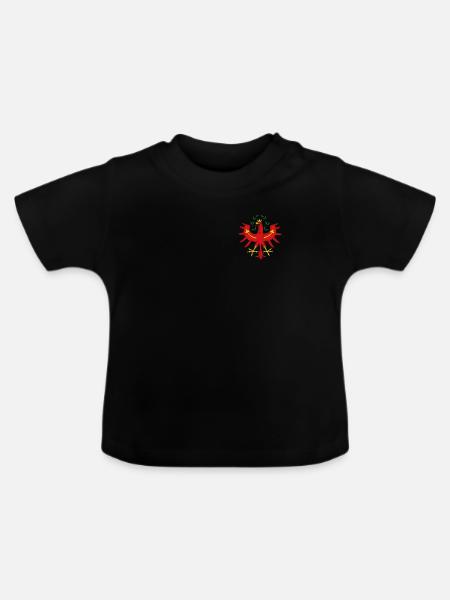 Tiroler Adler klein dezent auf Brust Tirol - Baby Bio-T-Shirt mit Rundhals - Schwarz