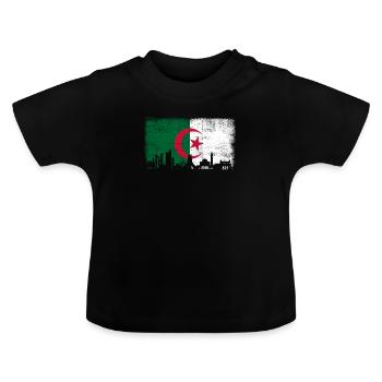 Algérie drapeau football équipe fan cadeau - T-shirt bio col rond Bébé - noir - Devant