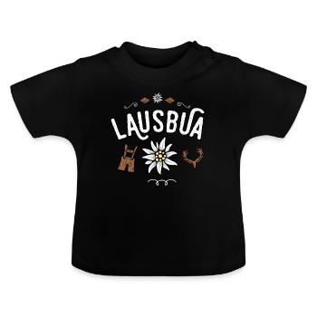 Lausbua Bayrischer Bua Ersatz Tracht Lederhose - Baby Bio-T-Shirt mit Rundhals - Schwarz - Vorne