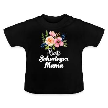 Beste Schwiegermama der Welt Schwiegermutter - Baby Bio-T-Shirt mit Rundhals - Schwarz - Vorne