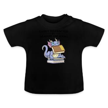 Lesen Drachen Fantasy Bücher Leseratte Bücherwurm - Baby Bio-T-Shirt mit Rundhals - Schwarz - Vorne
