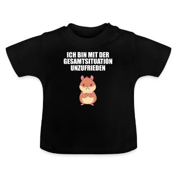 Hamster Mit der Gesamtsituation unzufrieden - Baby Bio-T-Shirt mit Rundhals - Schwarz - Vorne