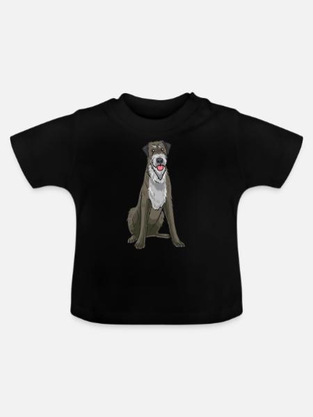 Irischer Wolfshund Hund - Baby Bio-T-Shirt mit Rundhals - Schwarz