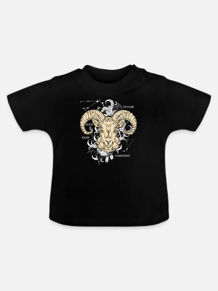 Sternzeichen Steinbock - Baby Bio-T-Shirt mit Rundhals - Schwarz