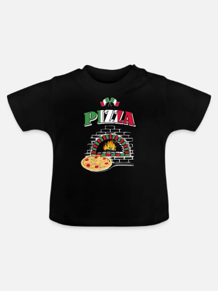 Pizza Pizzabäcker - Baby Bio-T-Shirt mit Rundhals - Schwarz