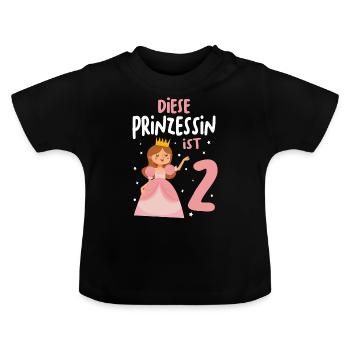 2. Geburtstag Prinzessin 2 Jahre Fee Mädchen - Baby Bio-T-Shirt mit Rundhals - Schwarz - Vorne