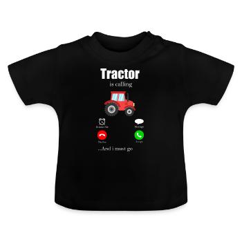 Tracteur - T-shirt bio col rond Bébé - noir - Devant