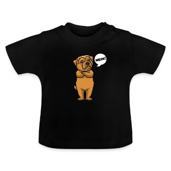 Stubborn Norfolk Terrier - Baby Organic T-Shirt with Round Neck - black - Front