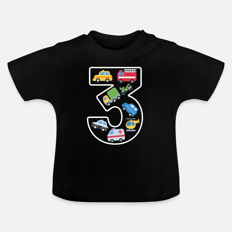 Anniversaire de 3 ans - T-shirt bio col rond Bébé - noir