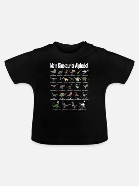 Mein Dinosaurier Alphabet Dino A-Z ABC T-Rex - Baby Bio-T-Shirt mit Rundhals - Schwarz
