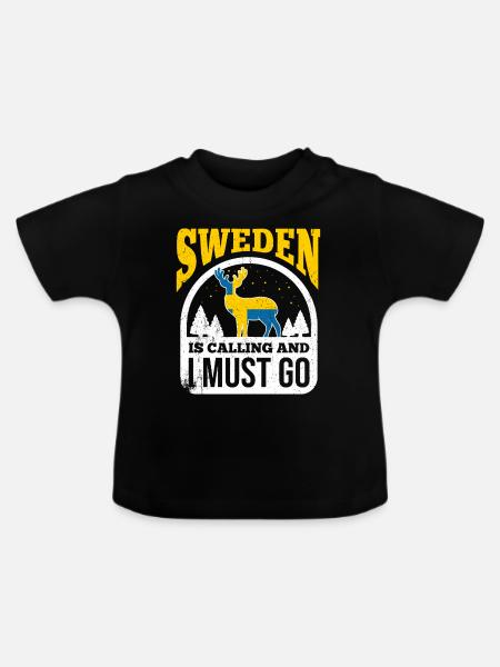 Schweden - Baby Bio-T-Shirt mit Rundhals - Schwarz