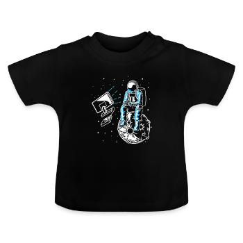 Astronaut Monitor Gaming Controller Lustiger Gamer - Baby Bio-T-Shirt mit Rundhals - Schwarz - Vorne
