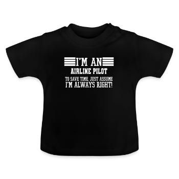 Airline-Pilot-Geschenk, ich bin ein Airline-Pilot zu sparen - Baby Bio-T-Shirt mit Rundhals - Schwarz - Vorne