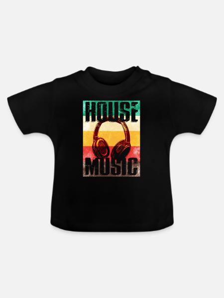 House Musik - Baby Bio-T-Shirt mit Rundhals - Schwarz