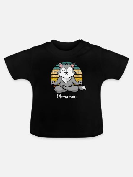 Meditation Wolf - Yoga Wolf - Baby Bio-T-Shirt mit Rundhals - Schwarz