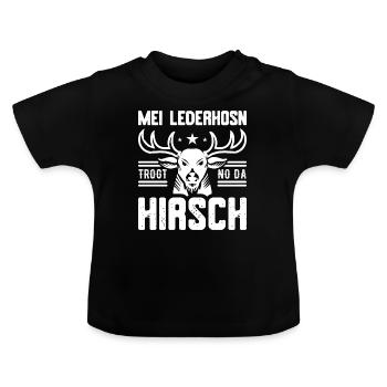 Lederhose - Baby Bio-T-Shirt mit Rundhals - Schwarz - Vorne