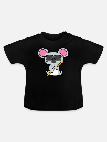 Koala Blockflöte Flöte - Baby Bio-T-Shirt mit Rundhals - Schwarz