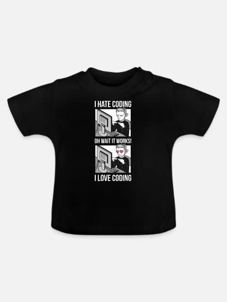 I Love Coding Programmieren Geschenk - Baby Bio-T-Shirt mit Rundhals - Schwarz